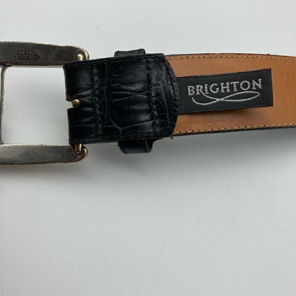 Brighton 1993 Vintage Silver Details Size M 43003 Black Leather Belt - Picture 10 of 12